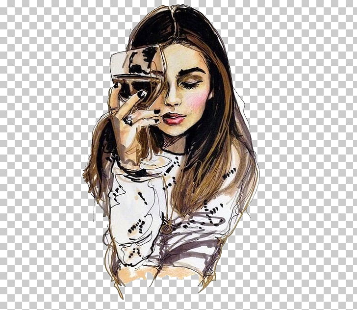 Wine Drawing Woman Sketch, drink, woman holding wine glass.