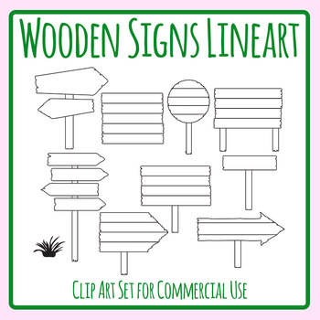 Wooden Signs Lineart.