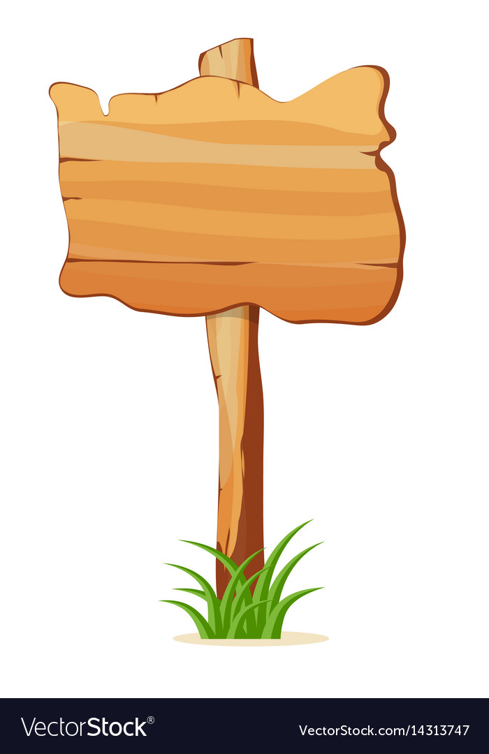 Wooden signpost in grass isolated icon.