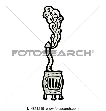 Clip Art of cartoon wood burning stove k14851219.