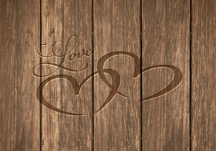 Free Heart Carved In Wood Vector Background.