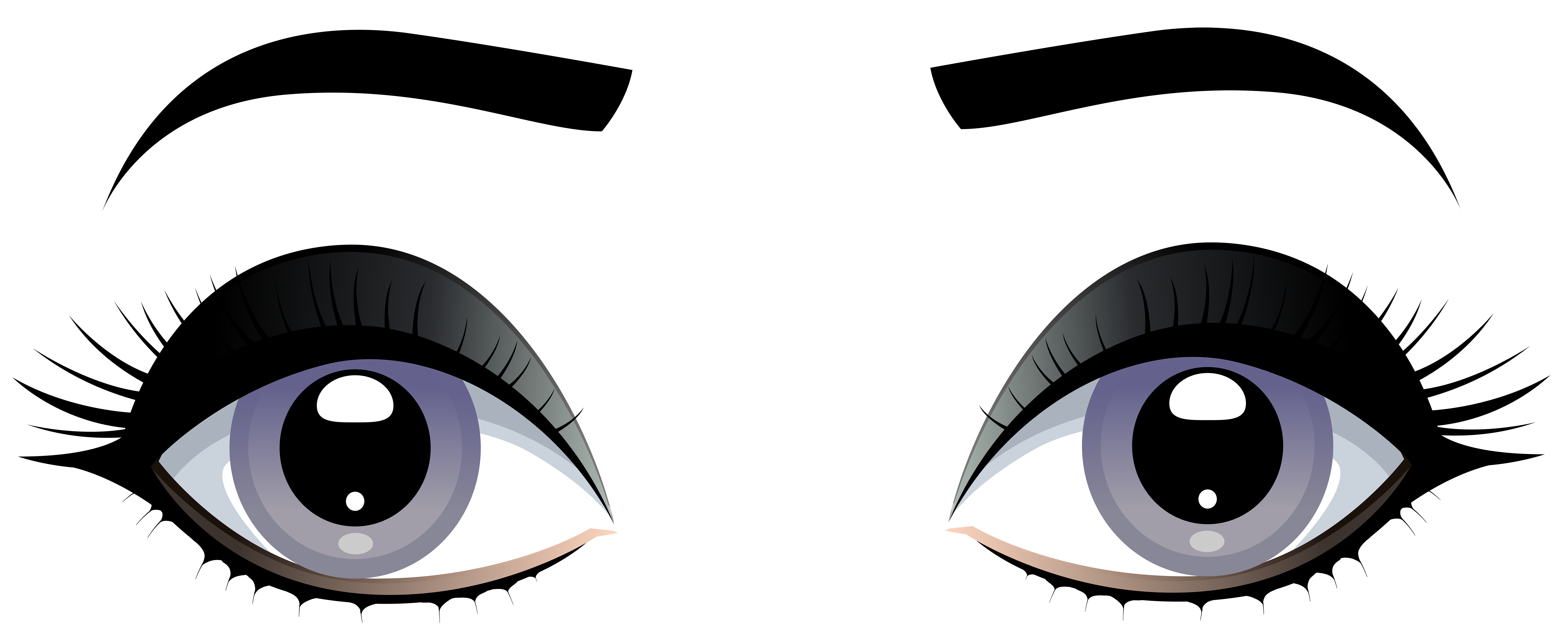 Female Grey Eyes with Eyebrows PNG Clip Art.