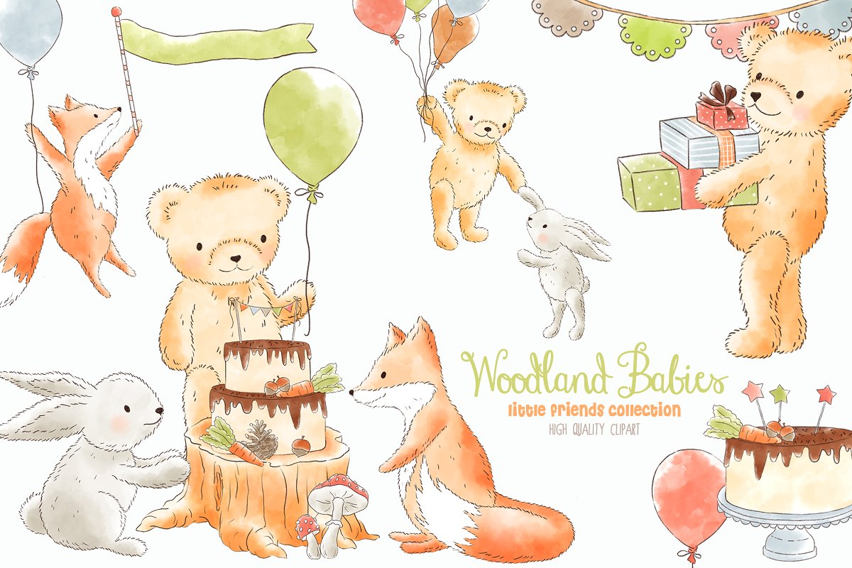 Forest Woodland animals clipart ~ Illustrations ~ Creative.