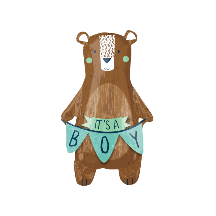 Woodland Bear Baby Boy Balloon.