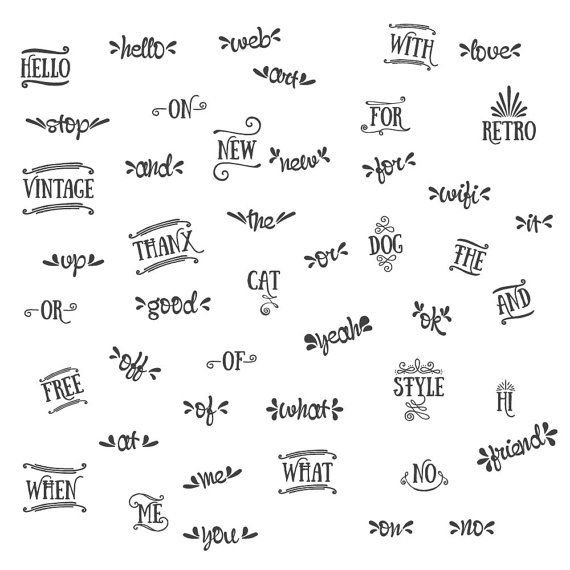 46 Catchwords // Word Art Clipart // Lettering Clipart.