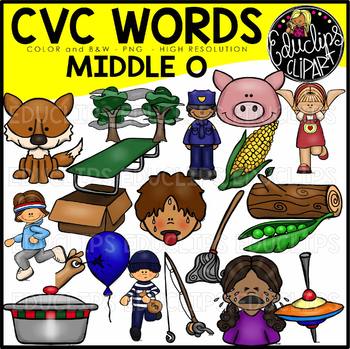 CVC Middle o Words Clip Art Bundle {Educlips Clipart} by.