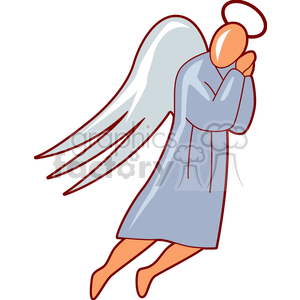 A Simple Angel With A Halo Puting its Hands Together clipart. Royalty.