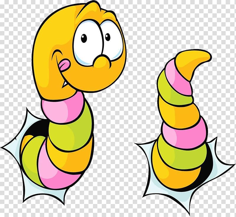 Worm Illustration, Cartoon bugs steal transparent background.