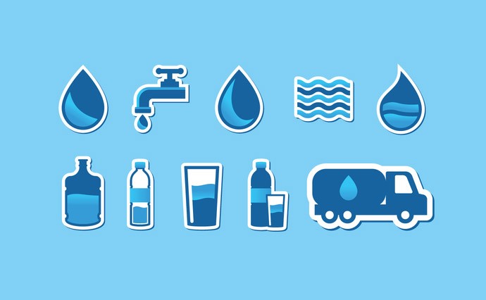 Free Water Vector Clipart. Aqua Logos and Icons.