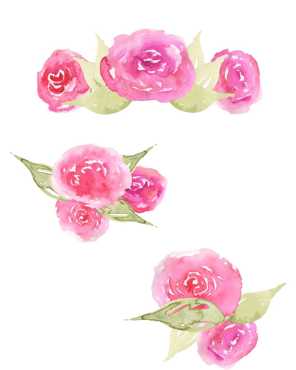 Watercolor Rose Clipart.