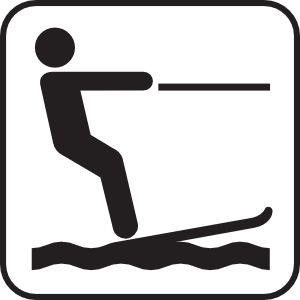 Water Skiing White clip art.