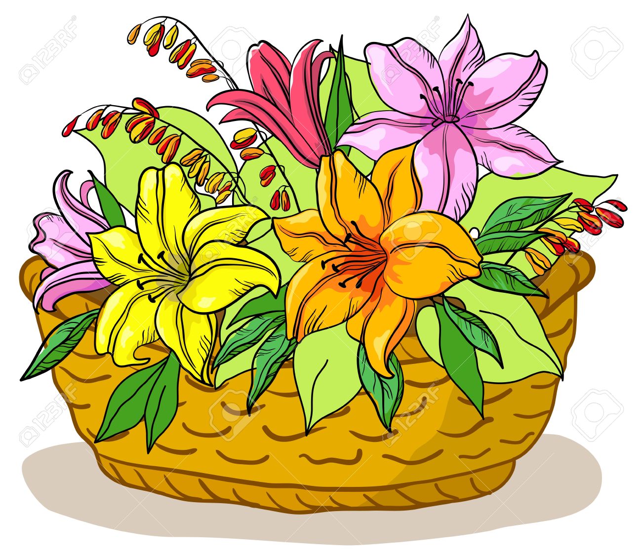 Showing post & media for Cartoon basket with flowers.