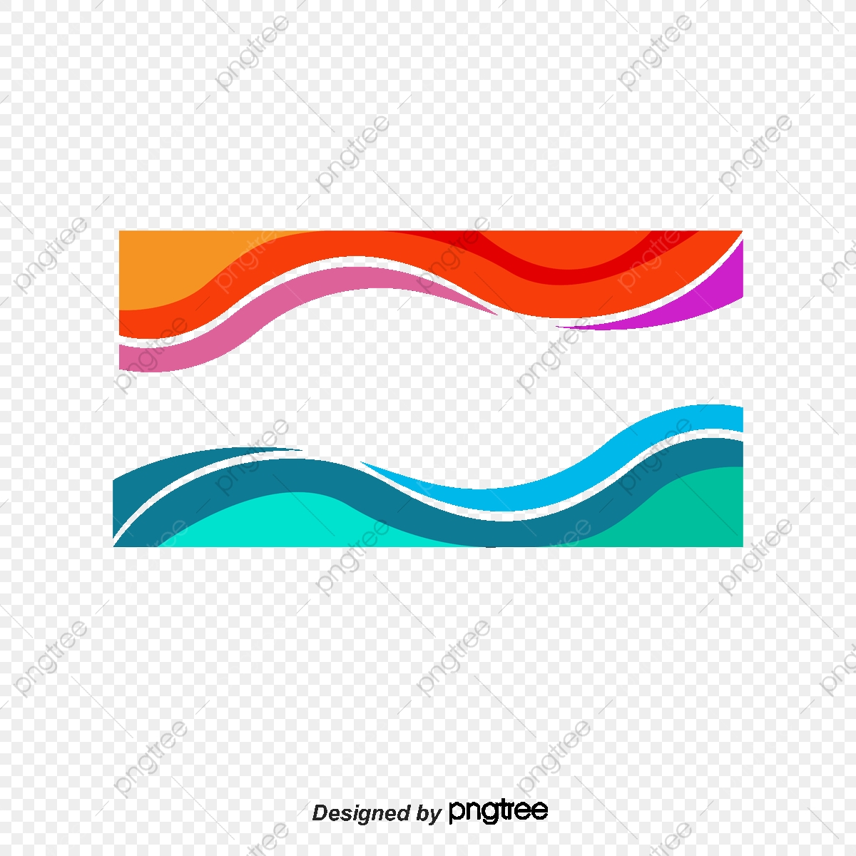 Red And Blue Wave Border, Vector Png, Wave Border, Color.