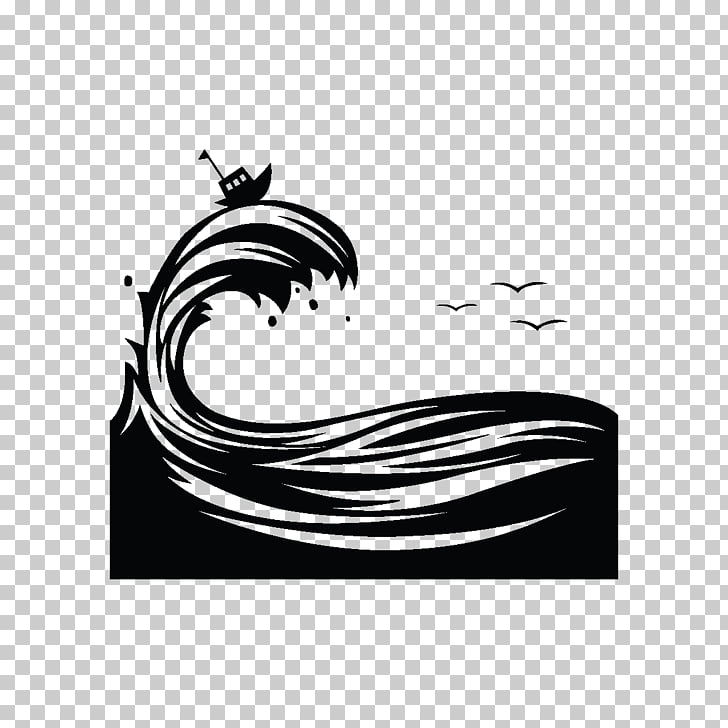 Silhouette Wind wave Graphic design, waves, sailboat.