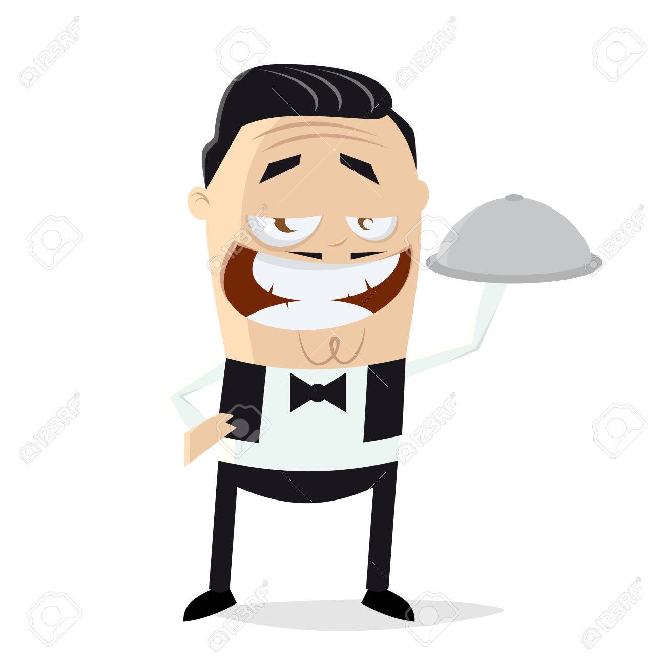 Funny cartoon waiter clipart..