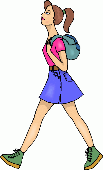 Girl Walking Home Clipart.