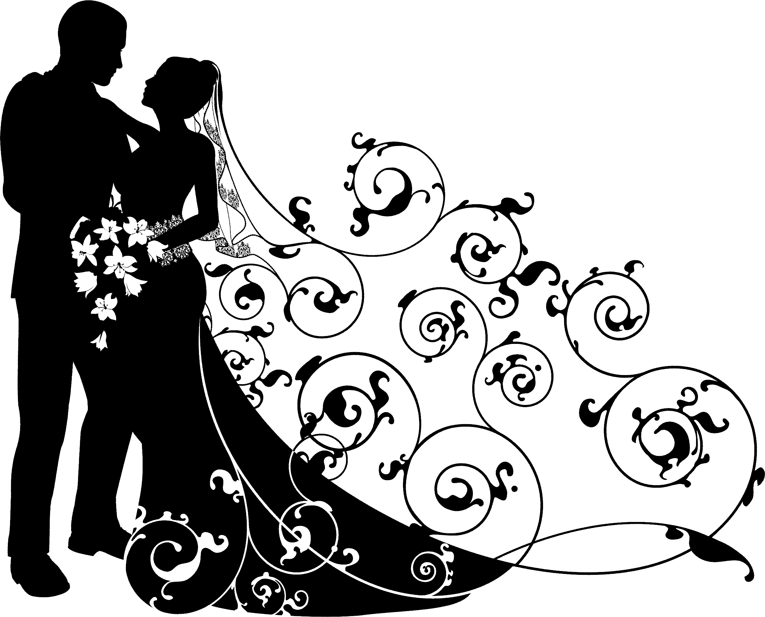 HD Wedding Couple Clipart Black And White , Free Unlimited.