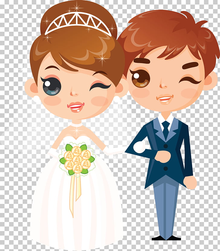 Wedding invitation couple , bride and groom PNG clipart.