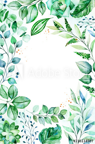 Watercolor Green illustration.Pre.