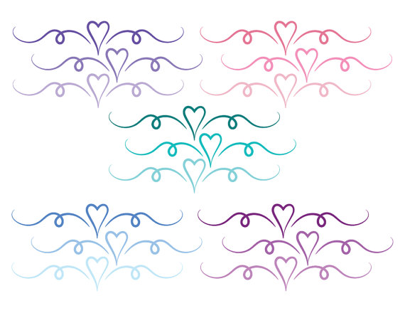 Heart divider, heart divider clip art, swirl clipart.