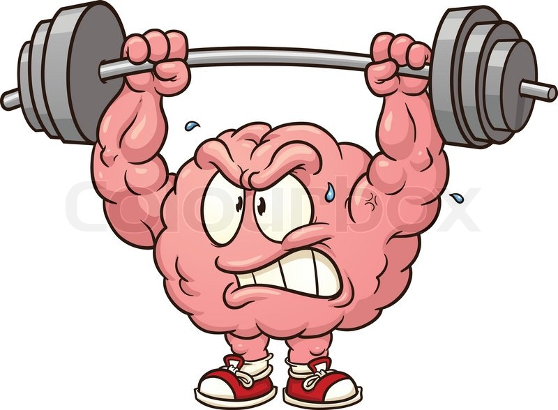 Strong weightlifting brain clip art..