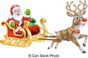 Seine, santa, clipart kinderschlitten. Seine, oder, clipart.