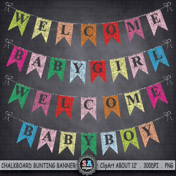 Chalkboard Bunting Banner Clipart \