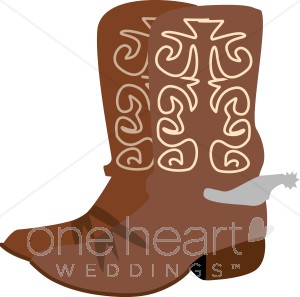 Brown Cowboy Boots with Silver Spurs Clipart.