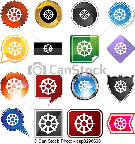 Vector Clipart of Buddhist Wheel Life Icon.