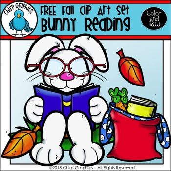 FREE Bunny Reading Fall Clip Art Set.