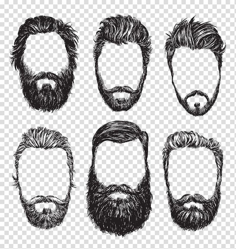 Six beard styles collage, Beard illustration Illustration.