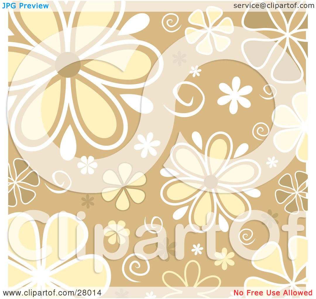 Clipart Illustration of White, Yellow And Brown Daisy Flowers And.