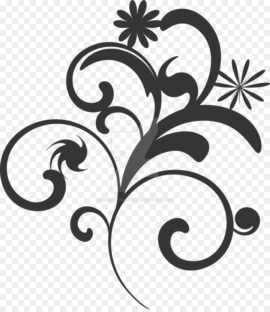 Black And White Flower clipart.