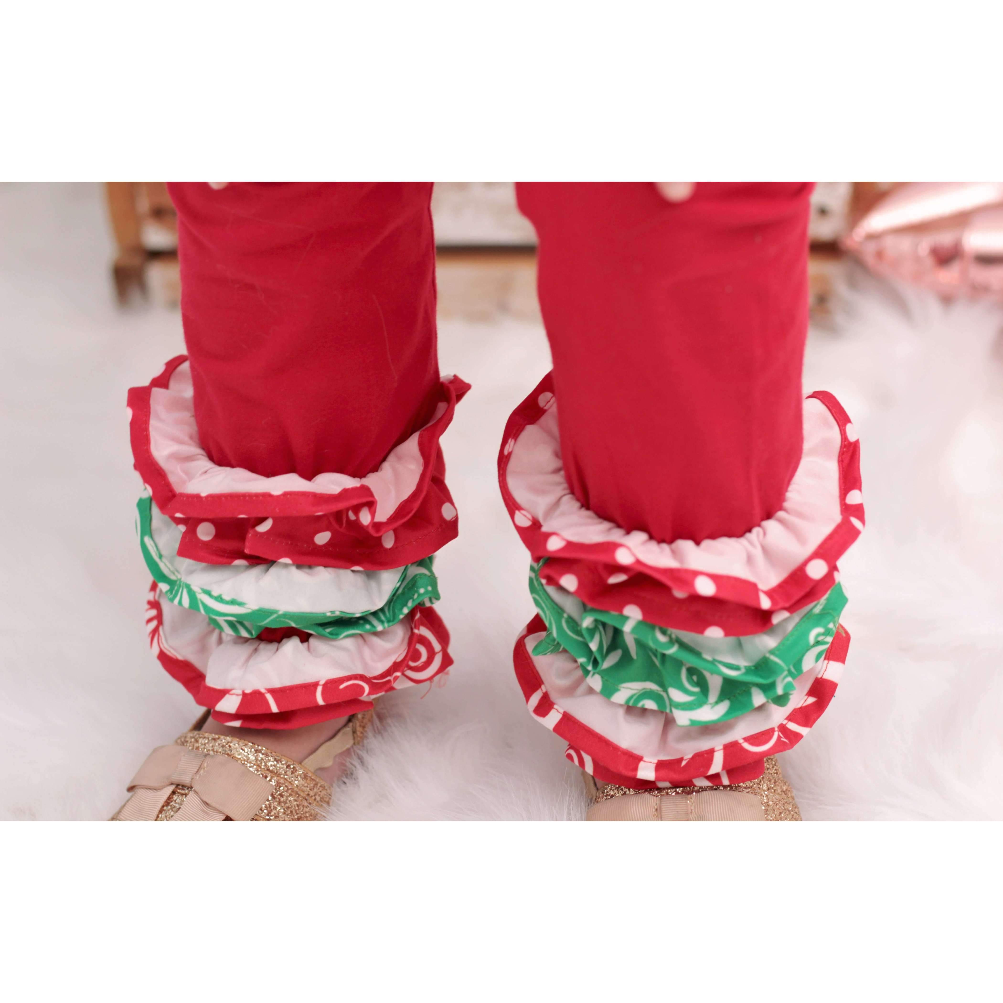 Baby Toddler Little Girls Christmas Tree Ruffles Skirt Set.