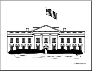 Clip Art: White House 1a (coloring page).