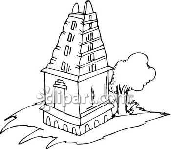 Hindu temple clipart black and white.