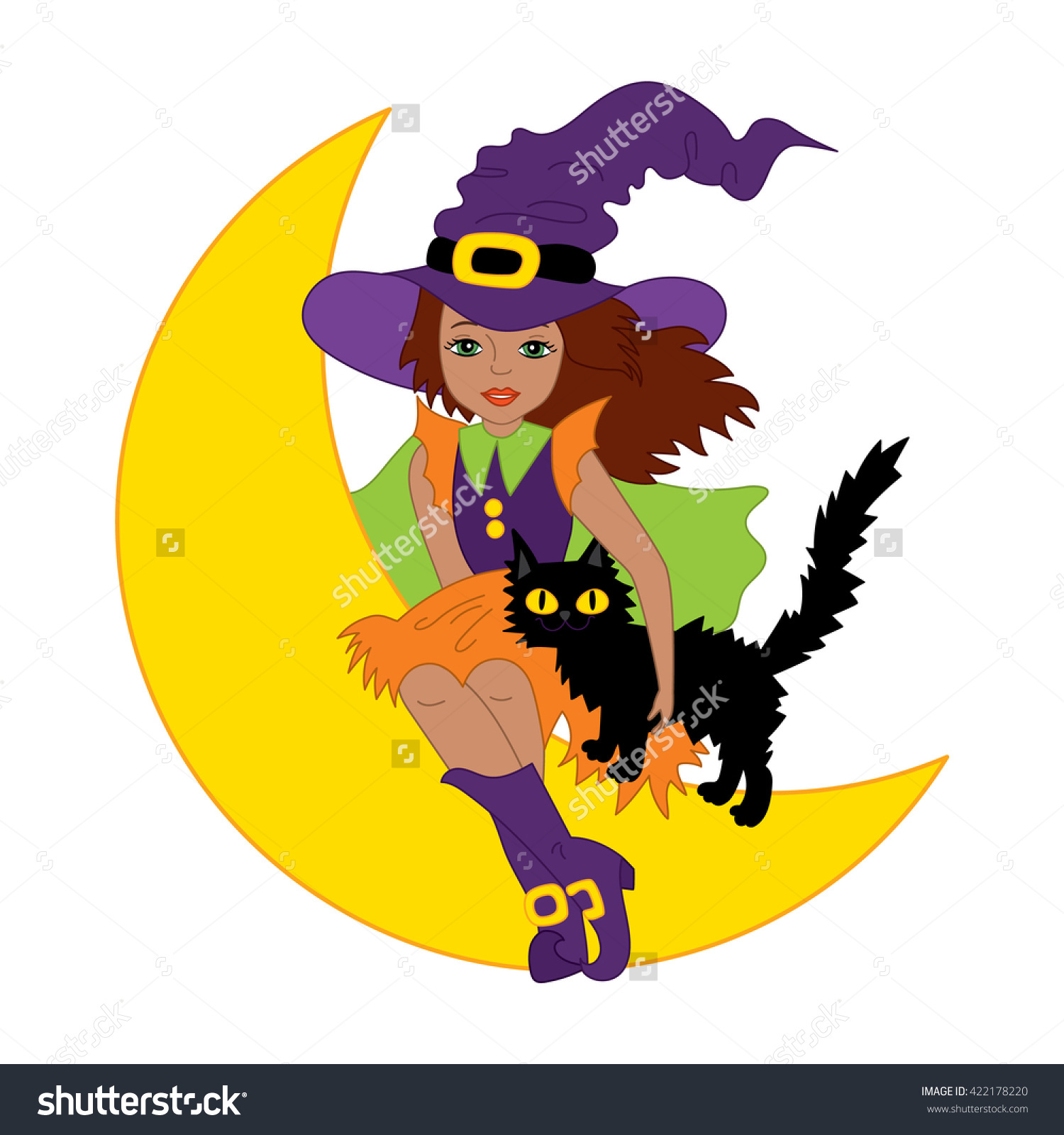 Vector African American Witch Cat Stock Vector 422178220.