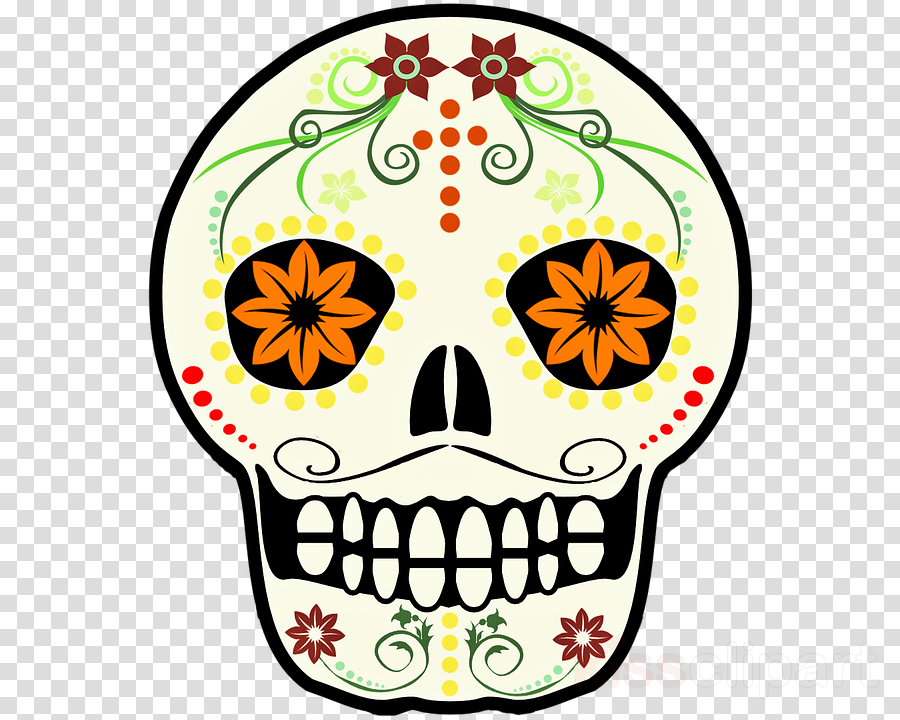 yellow bone skull wildflower clipart.