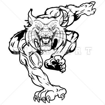 Mascot Clipart Image of A Black And White Wildcats Graphic.