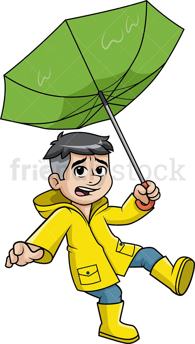 Man Trying To Hold Umbrella Against The Wind in 2019.