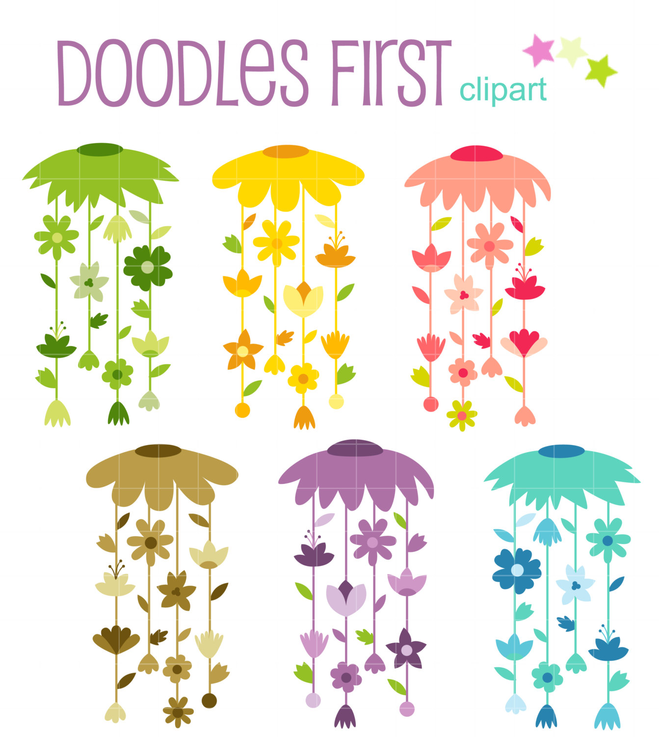 Floral Windspiel Digital ClipArt für Scrapbooking Card Making.