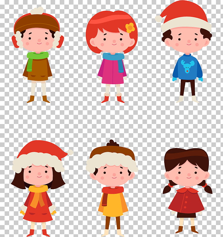 Child Winter , 6 cute winter children PNG clipart.