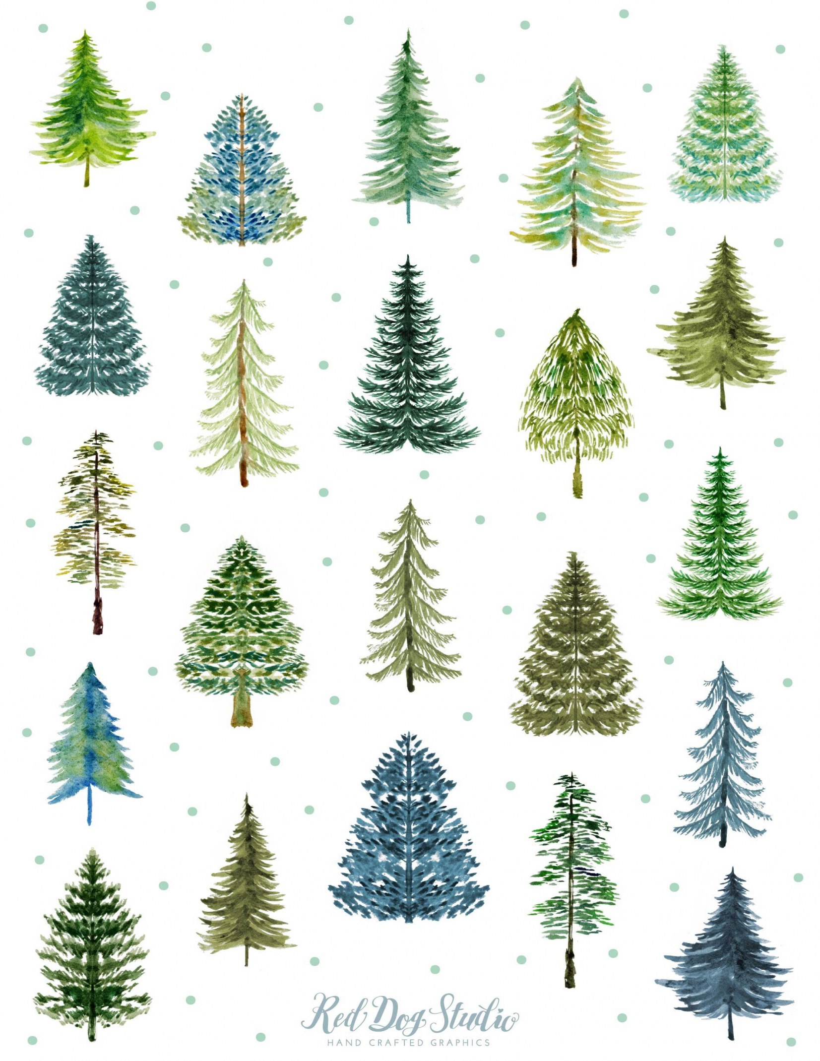 Clipart Christmas Tree Watercolor Pine Tree Forest Clipart.