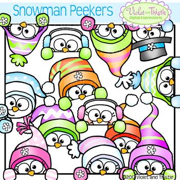 Snowman Clipart Peeker {Snowmen Page Topper}.