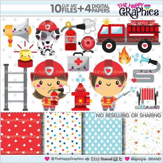 Firefighter Clipart Firefighter Graphics by TheHappyGraphics.