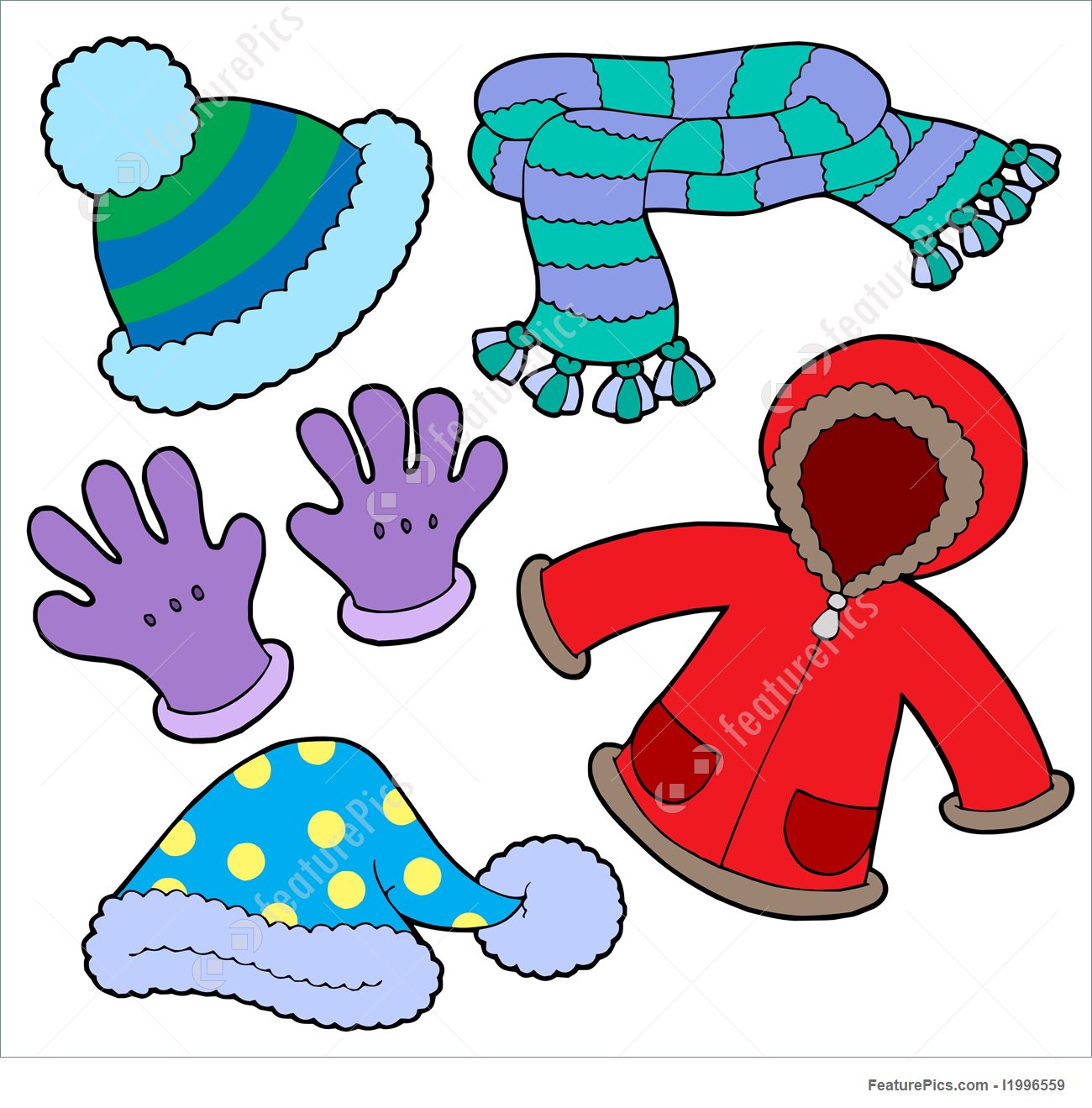 Clothes We Wear In Winter Season Clipart.