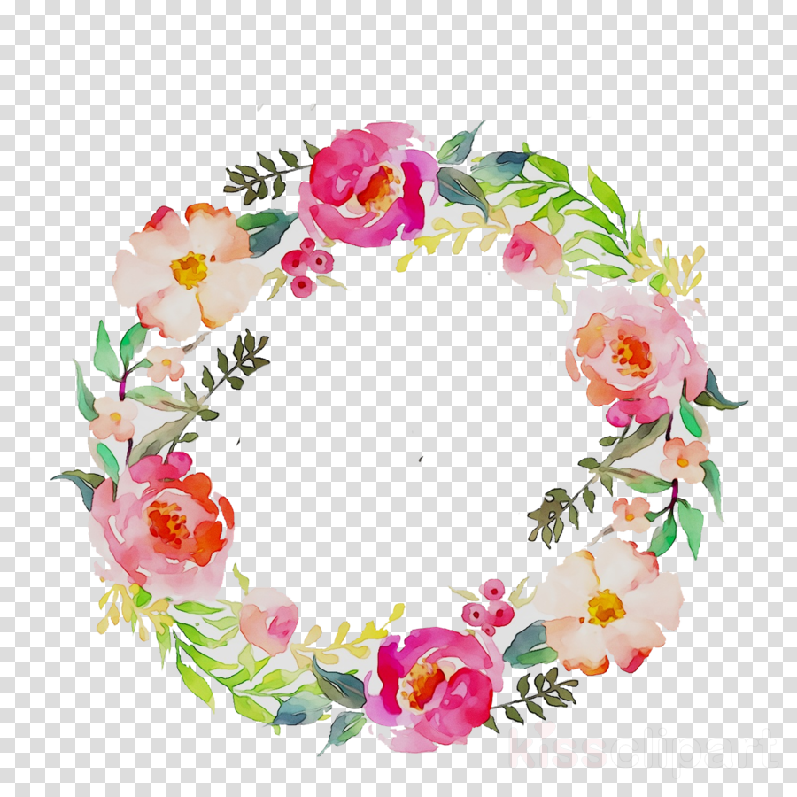 Watercolor Wreath Flower clipart.