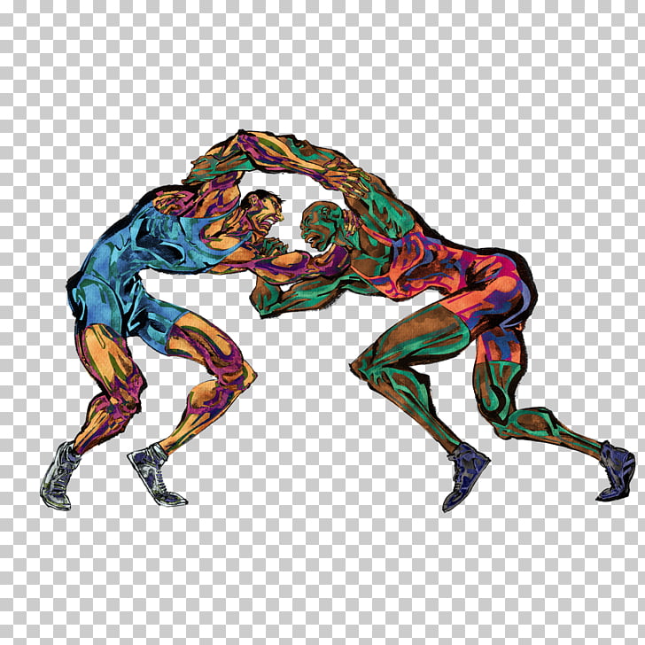 Wrestling Sport Cartoon Illustration, Wrestlers PNG clipart.