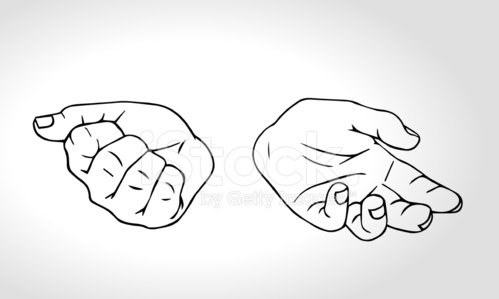 Two hands with open fist and close fist. Clipart Image.