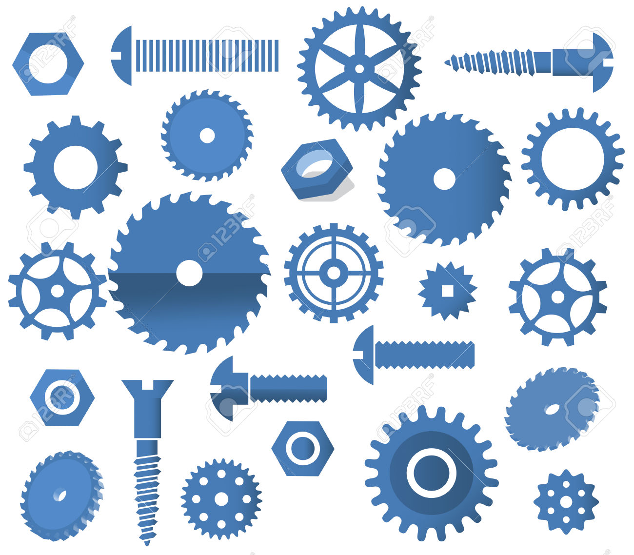 Vector Materials Tooth Wheels, Screws, Circular Saw Royalty Free.